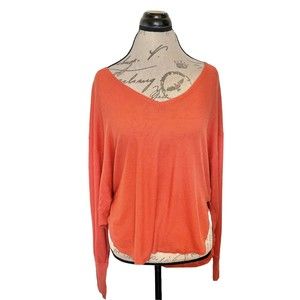 BDG Women's Top Thermal Size XS Destroyed Oversized Dolman Sleeves Waffle Knit